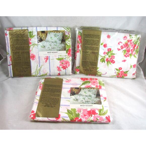 Stevens Utica Mixed Bouquet Full Bed Sheet Set New Sealed Dead Stock Floral - Picture 3 of 10